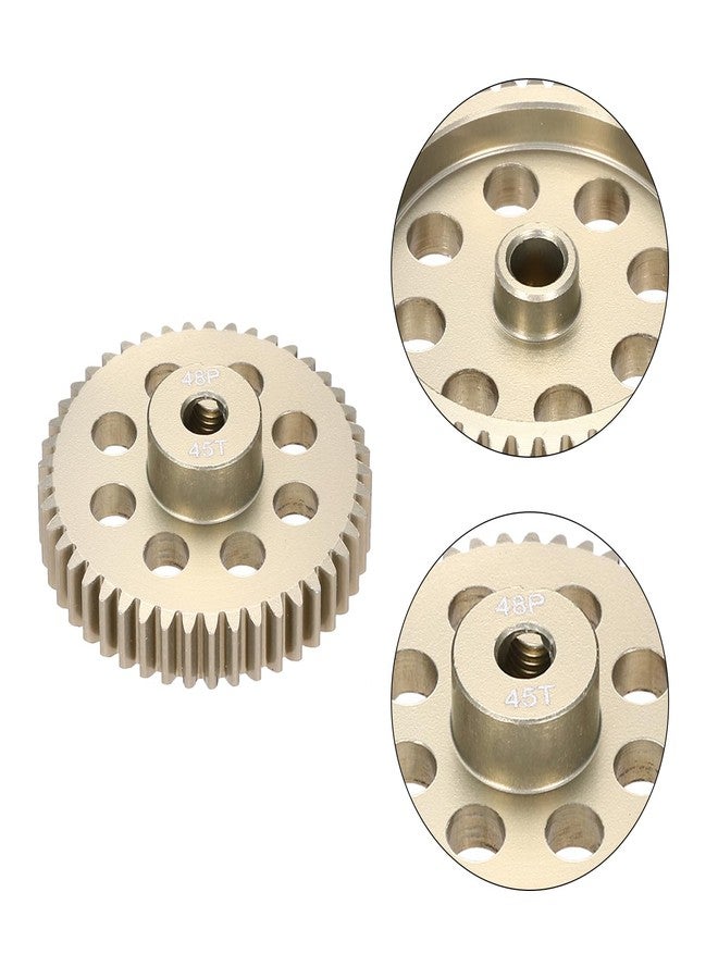 Rebower 4Pcs 48P Pinion Gear Set 45T 46T 47T 48T for 3.175 mm Shaft Aluminium Alloy Pinion Gear with Screws for RC Motor - Image 3